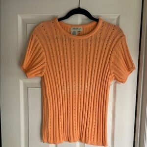 Orange Ribbed Knit Top